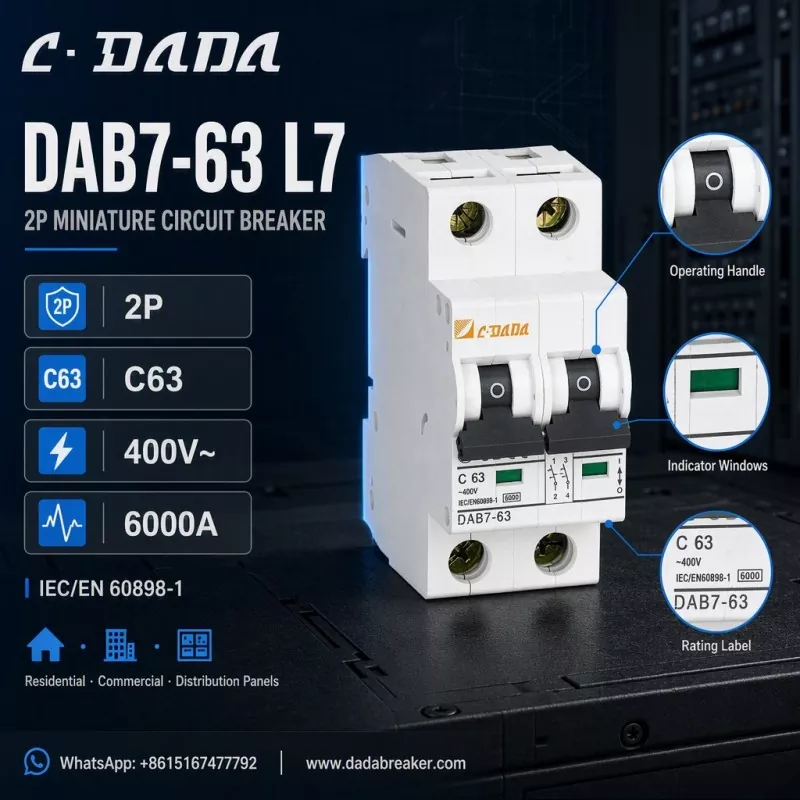 DAB7-63 L7 2P MCB - Clear, Compact Protection for Distribution Panels
